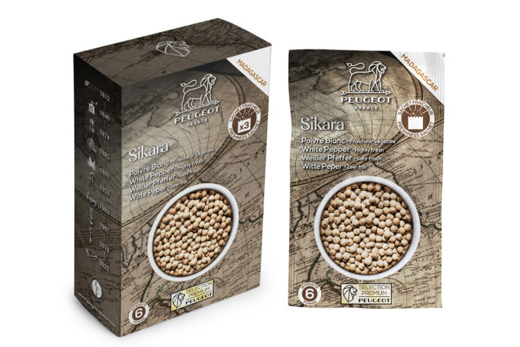 Coffret de 3 sachets fra&icirc;cheur Peugeot Premium poivre blanc de Madagascar Sikara - 3x20g