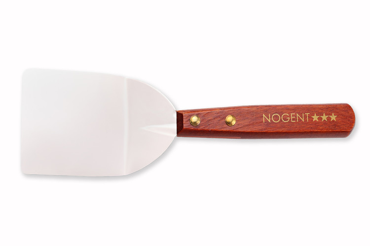 Pelle de cuisine coud&eacute;e Nogent inox manche bois de charme 6x6cm