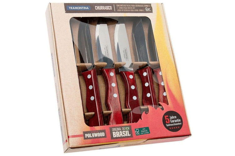 Coffret de 6 couteaux &agrave; steak Tramontina Jumbo coloris rouge