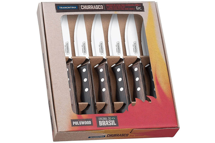 Coffret de 6 couteaux &agrave; steak Tramontina Jumbo coloris marron