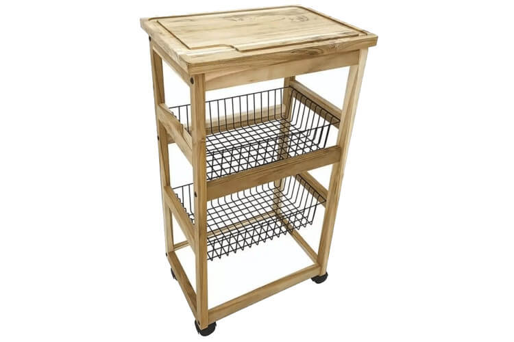 Chariot de service multiusage Tramontina en bois de teck 34 x 48 x 88cm