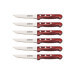 Set de 6 couteaux à steak effilés 13cm Tramontina Gaucho manche rouge