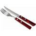Coffret 6 couteaux à steak lame crantée + 6 fourchettes Tramontina Churrasco manche rouge