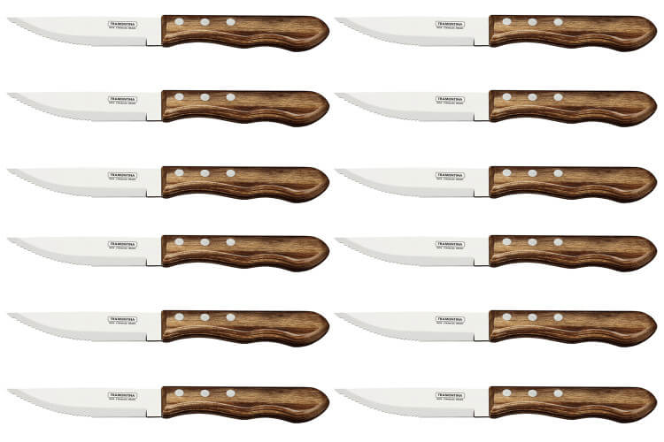 Set de 12 couteaux à steak Tramontina Jumbo lame 13cm manche marron