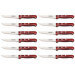 Set de 12 couteaux à steak Tramontina Gaucho lame 13cm manche rouge