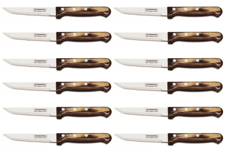 Set de 12 couteaux à steak Tramontina Gaucho lame 13cm manche marron