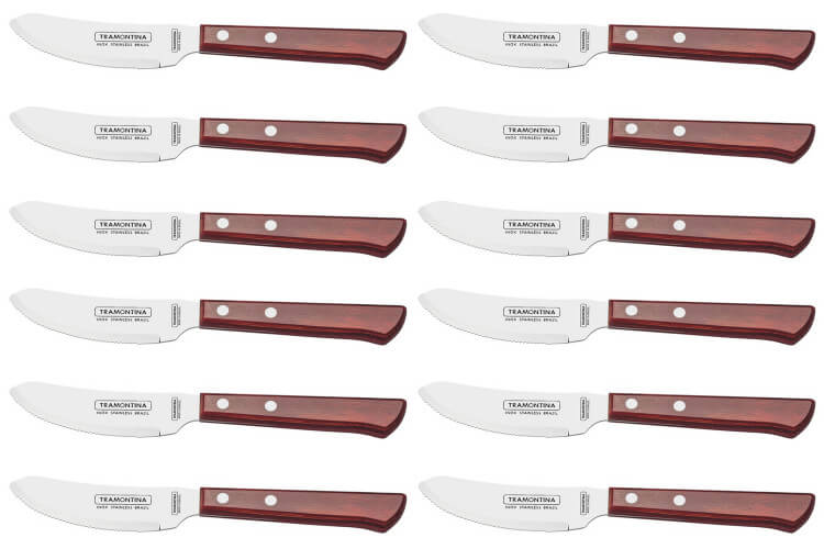 Set de 12 couteaux à steak/pizza Tramontina manche rouge