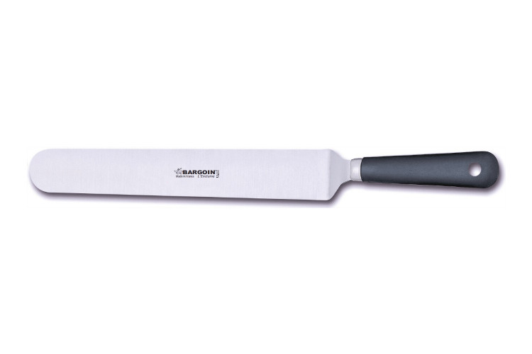 Spatule coud&eacute;e professionnelle Bargoin 247-29F inox 29cm manche en polypropyl&egrave;ne 