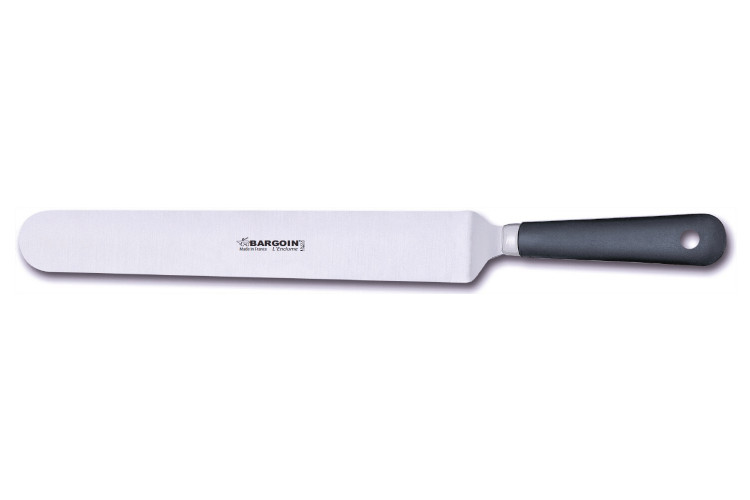 Spatule coud&eacute;e professionnelle Bargoin 247-34F inox 34cm manche en polypropyl&egrave;ne