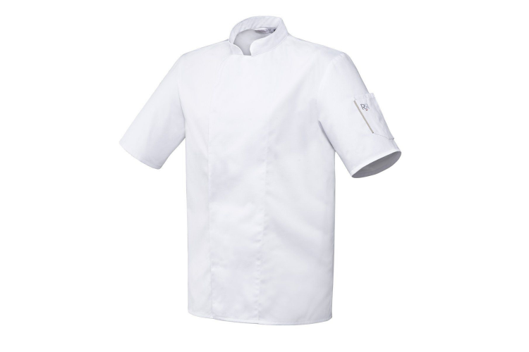 Veste de cuisine mixte Robur Nero blanche &agrave; manches courtes