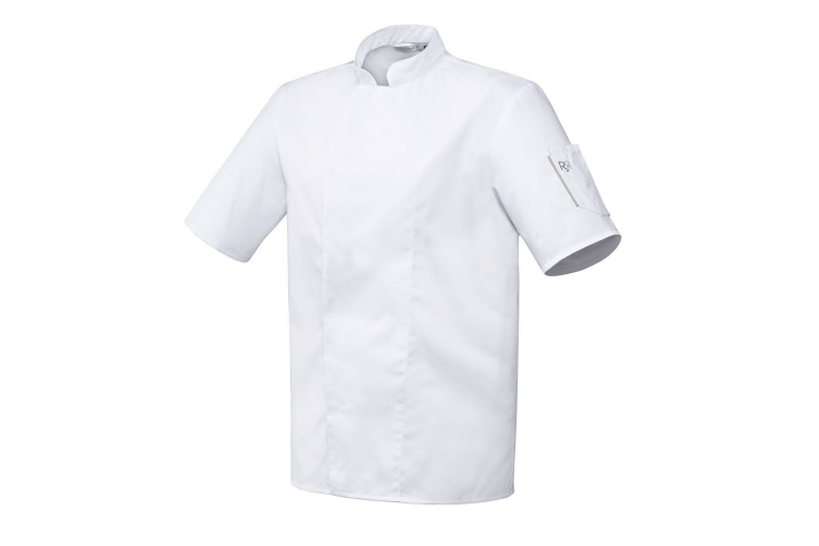 Veste de cuisine mixte Robur Nero blanche à manches courtes