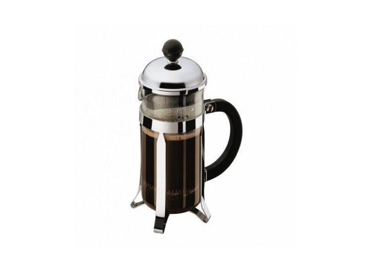 Cafeti&egrave;re verre Bodum  avec filtre inox, habillage brillant