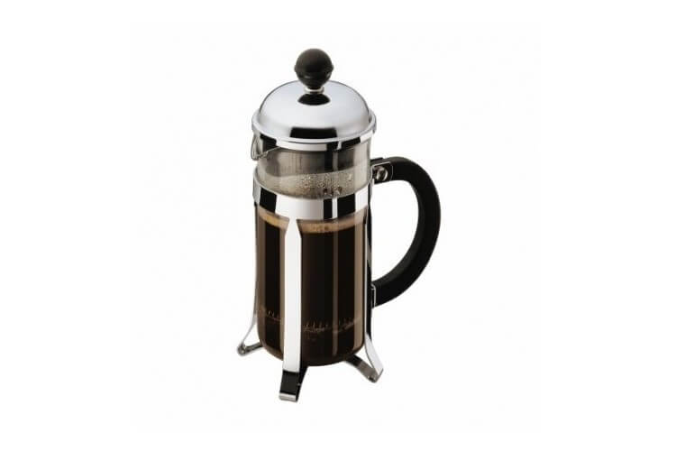 Cafetière verre Bodum  avec filtre inox, habillage brillant