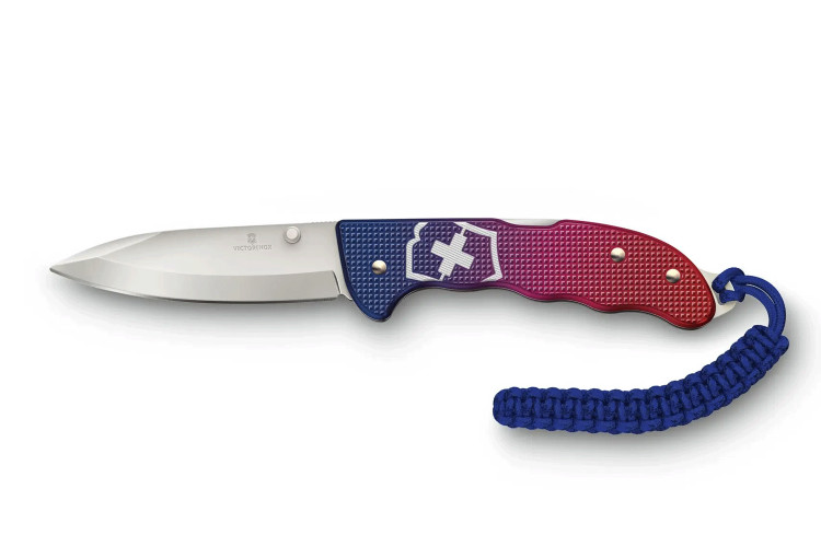 Couteau pliant Victorinox Evoke Alox 0.9415.D221 manche alox rouge/bleu 13,6cm
