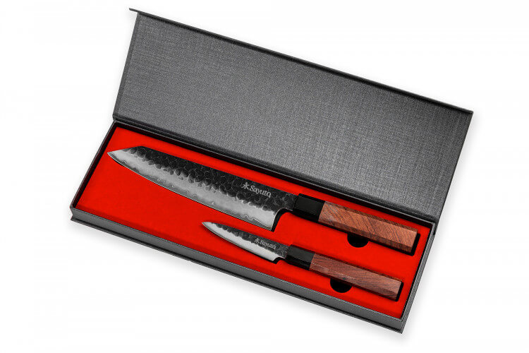 Coffret 2 couteaux Sayuto Séquoia San Mai Chef + Office