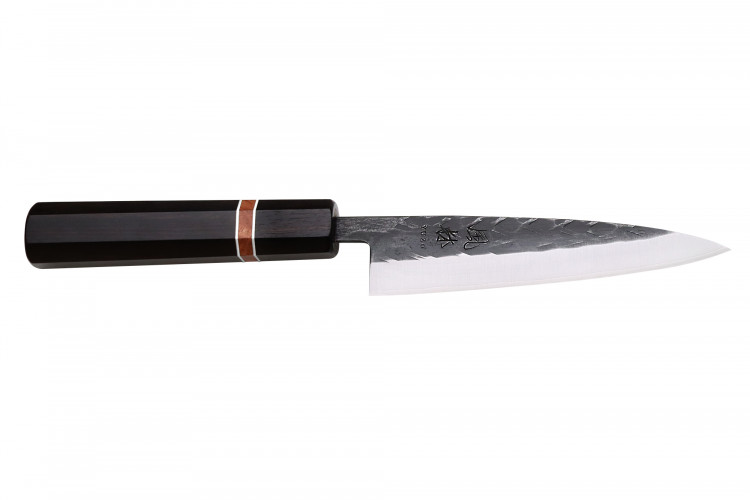 Couteau universel 13,5cm japonais artisanal Yuzo Black SLD &eacute;b&egrave;ne et cognassier