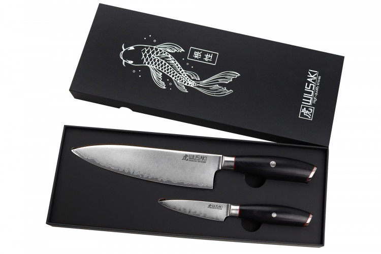 Coffret 2 Couteaux Chef Office Wusaki San Mai Black Pakka