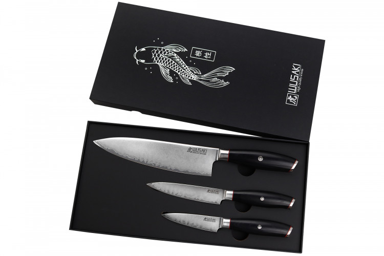 Coffret 3 Couteaux Chef Office Univ. Wusaki San Mai Black Pakka