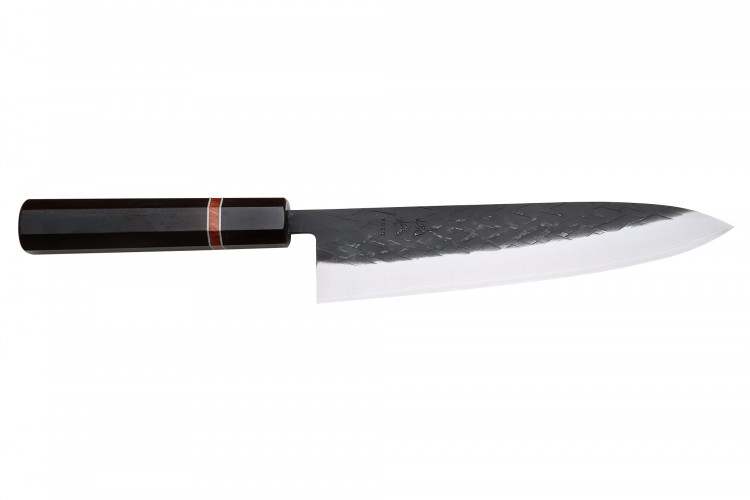 Couteau de chef 21cm japonais artisanal Yuzo Black SLD &eacute;b&egrave;ne et cognassier