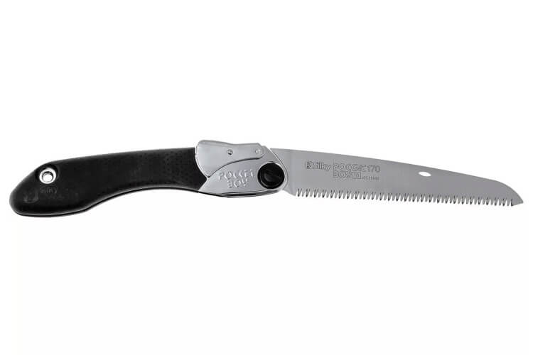Scie pliante d'élagage Silky Pocketboy 340-17 lame droite manche caoutchouc noir 20cm