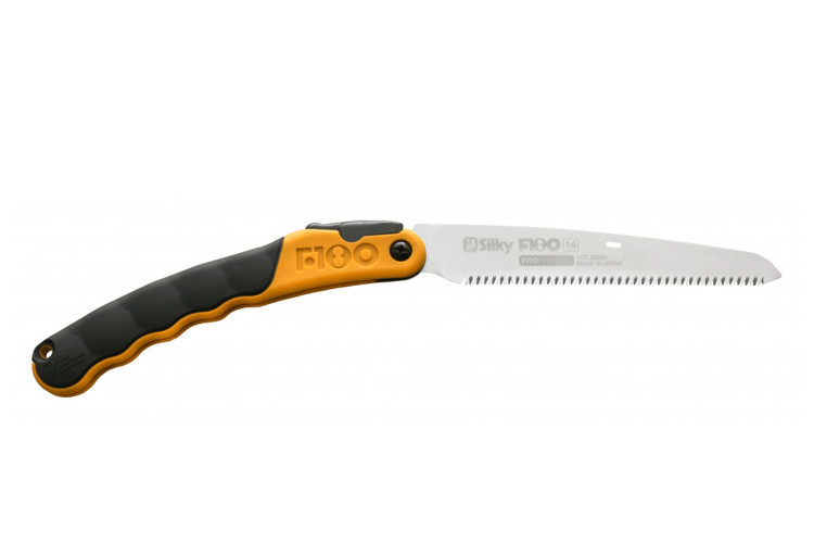 Scie pliante d'&eacute;lagage Silky F180 141-18 lame droite manche caoutchouc bicolore noir/orange 14cm