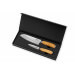 Coffret de 2 couteaux Wusaki Damas 10Cr manches en olivier Santoku + Office