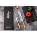 Coffret de 2 couteaux Wusaki Damas 10Cr manches en olivier Santoku + Office