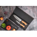 Coffret de 2 couteaux Wusaki Damas 10Cr manches en olivier Santoku + Office