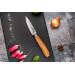 Coffret de 2 couteaux Wusaki Damas 10Cr manches en olivier Santoku + Office