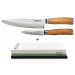 Pack Wusaki 2 couteaux Damas 10Cr Chef + Office + Pierre à aiguiser 3000/8000