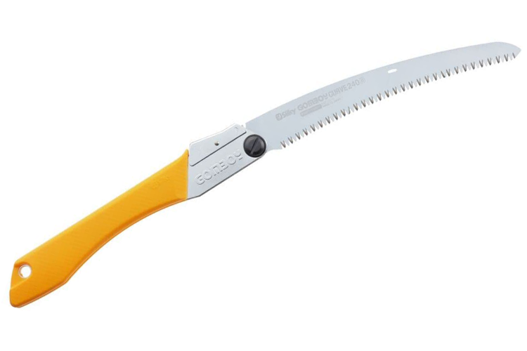Scie pliante d'&eacute;lagage Silky Gomboy 717-24 lame courb&eacute;e manche caoutchouc orange 27cm