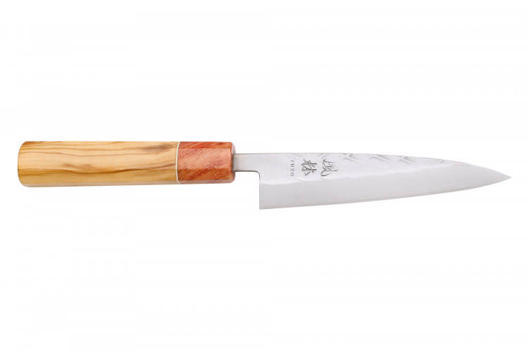 Couteau universel 13,5cm japonais artisanal Yuzo SLD olivier et cognassier
