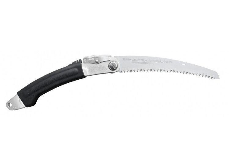 Scie pliante d'&eacute;lagage Silky Curve Ultra Accel 446-24 lame courb&eacute;e manche caoutchouc noir 29cm