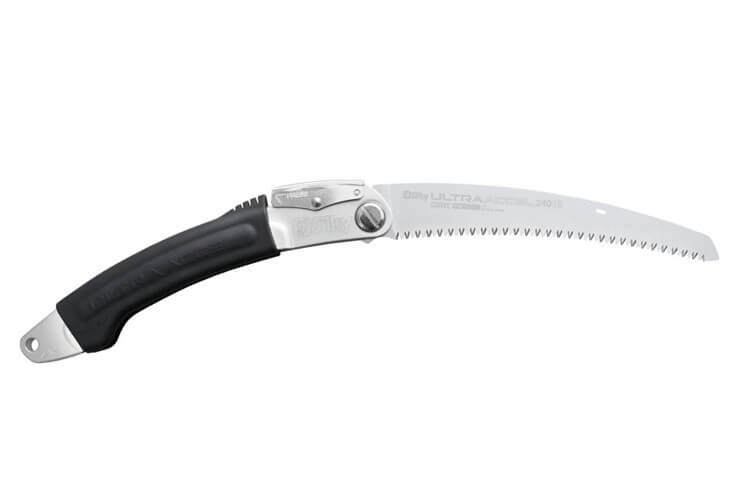 Scie pliante d'élagage Silky Curve Ultra Accel 446-24 lame courbée manche caoutchouc noir 29cm