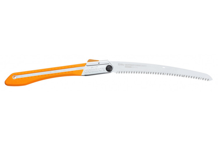 Scie pliante d'&eacute;lagage Silky Gomboy 717-30 lame courb&eacute;e manche caoutchouc orange 33cm