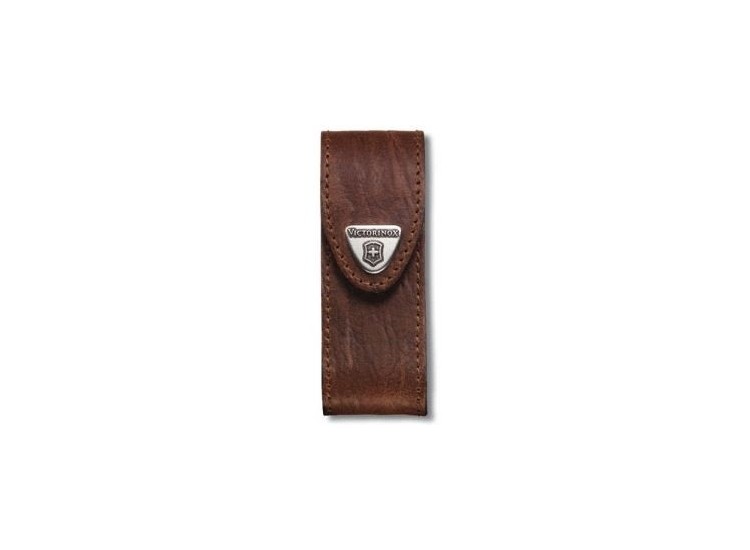 Etui cuir marron Victorinox pour couteaux suisses 9,1cm - 6 &agrave; 14 pi&egrave;ces