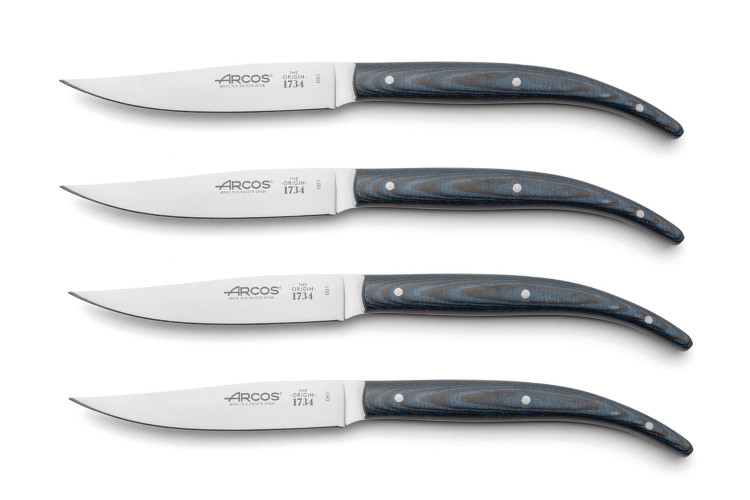 Coffret de 4 couteaux &agrave; steak Arcos The Origin manche micarta bleu