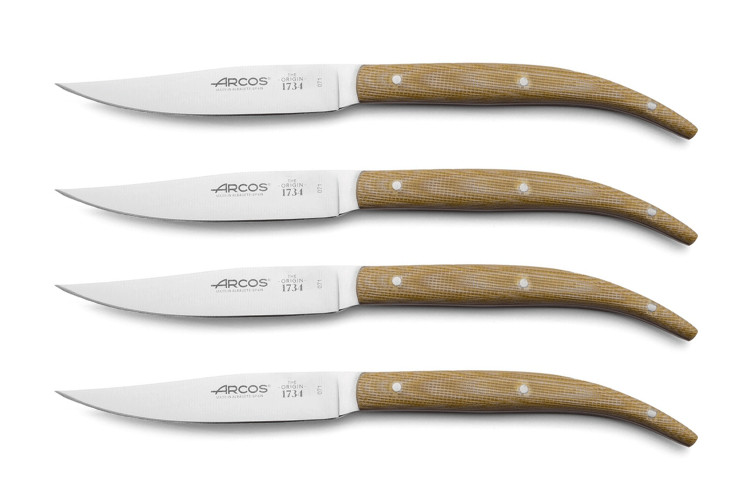 Coffret de 4 couteaux &agrave; steak Arcos The Origin manche micarta beige