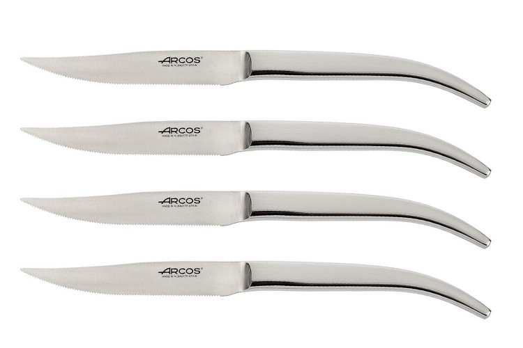 Coffret de 4 couteaux &agrave; steak Arcos Steel-Force tout en inox lame dentel&eacute;e 11cm