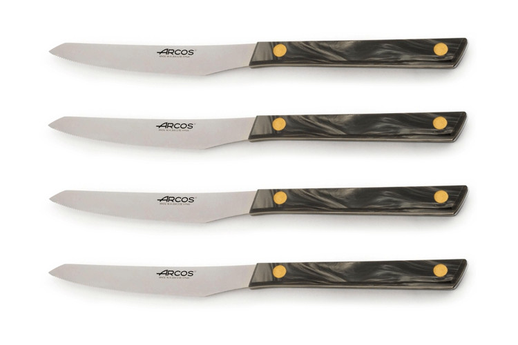 Coffret de 4 couteaux &agrave; steak Arcos Flysch lame dentel&eacute;e 11cm