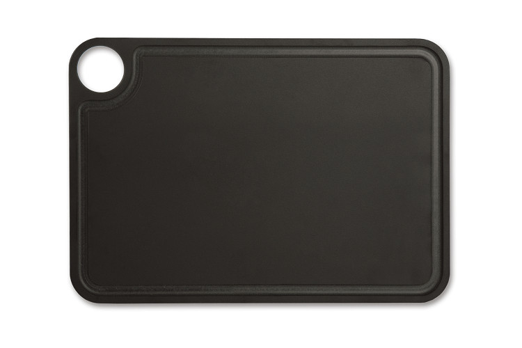 Planche &agrave; d&eacute;couper Arcos en fibres de cellulose et r&eacute;sine noire avec rigole