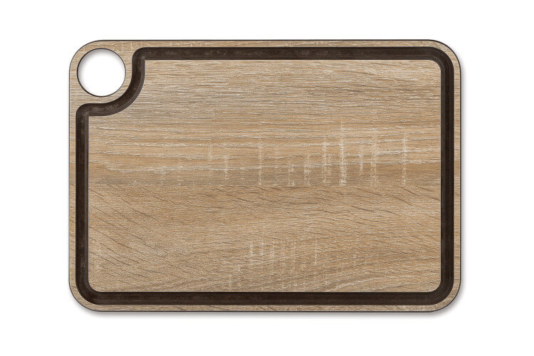 Planche à découper Arcos en fibres de cellulose et résine motif bois avec rigole