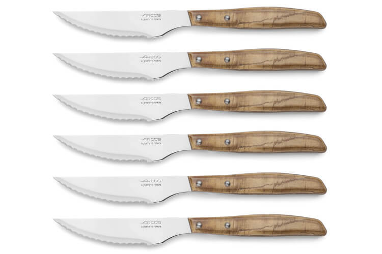 Coffret de 6 couteaux à steak/pizza Arcos lame dentelée 11cm