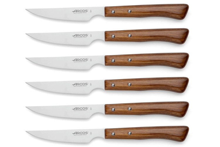 Coffret de 6 couteaux &agrave; steak/pizza Arcos forg&eacute; lame lisse 11cm