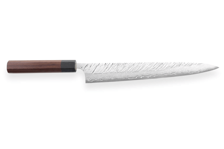 Couteau sujihiki japonais artisanal Yu Kurosaki Fujin 27cm SG2 Damascus 33 couches