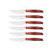 Coffret de 6 couteaux à steak/pizza Arcos lame dentelée 11cm manche en bois de peuplier rouge