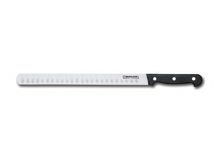 Couteau &agrave; jambon alv&eacute;ol&eacute; 28cm largeur 24mm Classic 4 rivets Bargoin