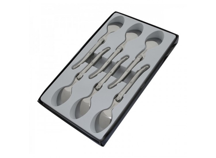 Coffret 6 cuill&egrave;res &agrave; caf&eacute; Laguiole Tribloc