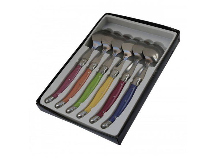 Coffret 6 cuill&egrave;res &agrave; soupe Laguiole Pastel